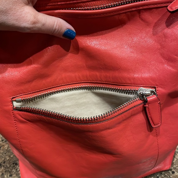 Coach Legacy Leather Large Duffle Hobo Slouch Purse Vermillion Orange - Picture 8 of 14